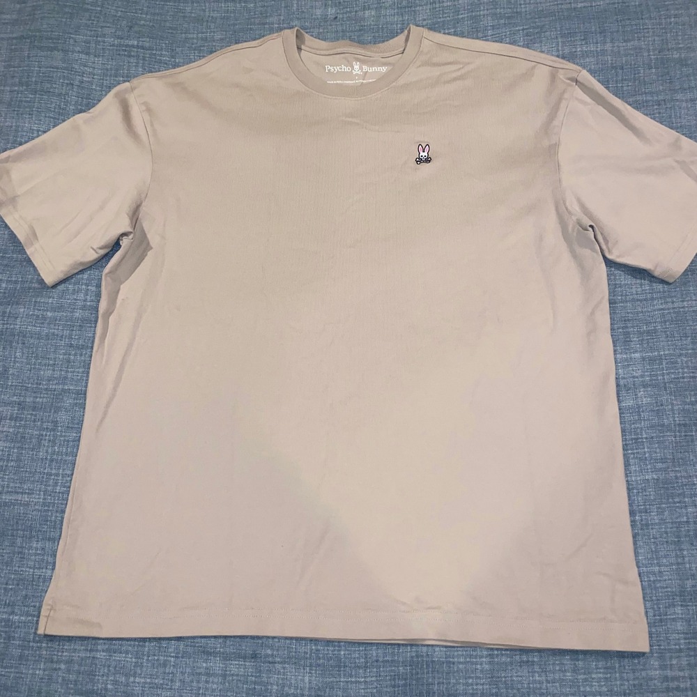 Psycho Bunny Mens Tan Pima Cotton Short Sleeve Logo T-Shirt Tan Size 7 XL